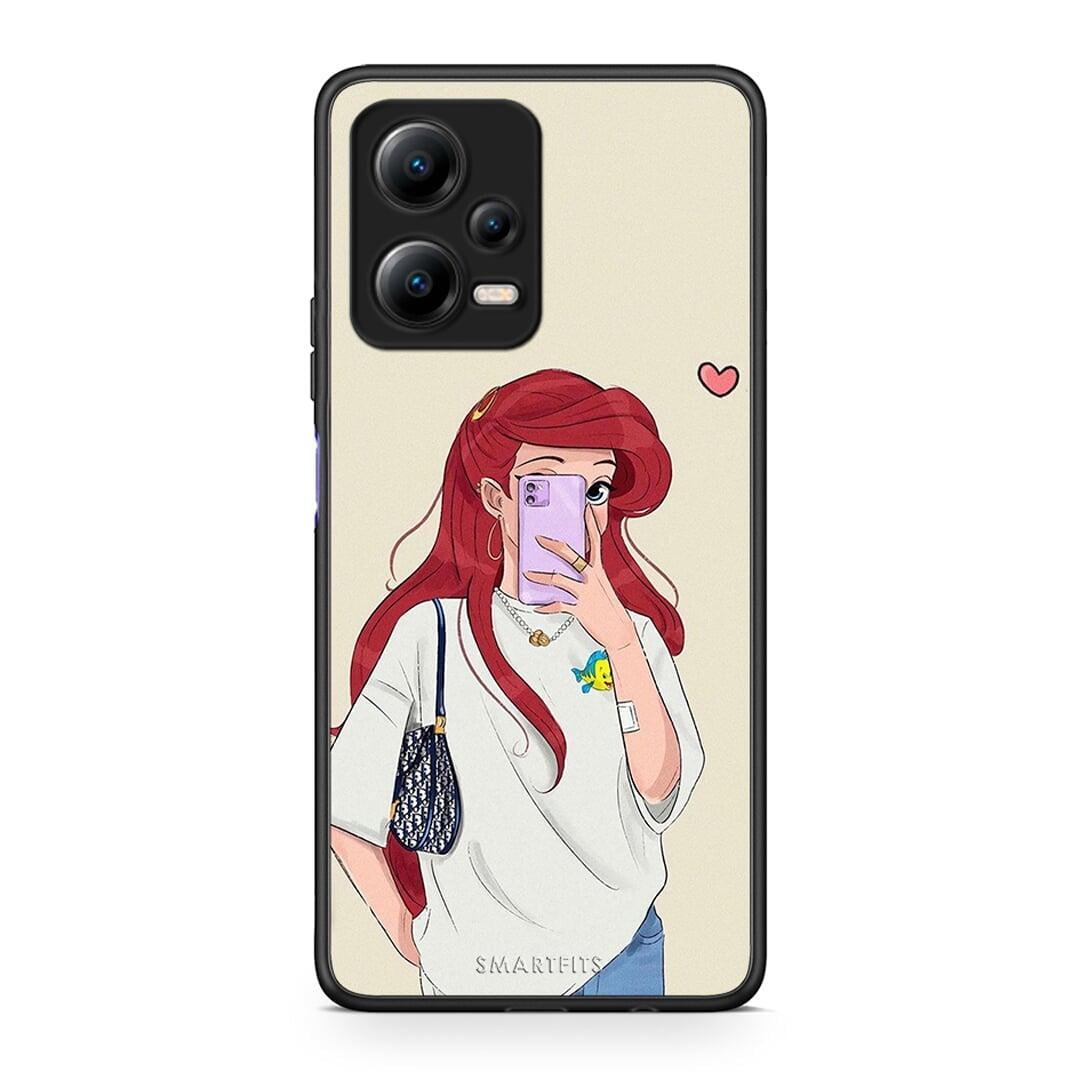 Θήκη Xiaomi Redmi Note 12 5G Walking Mermaid από τη Smartfits με σχέδιο στο πίσω μέρος και μαύρο περίβλημα | Xiaomi Redmi Note 12 5G Walking Mermaid Case with Colorful Back and Black Bezels