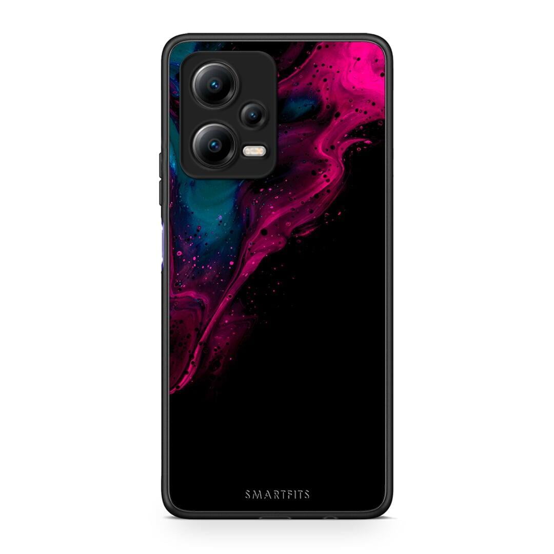 Θήκη Xiaomi Redmi Note 12 5G Watercolor Pink Black από τη Smartfits με σχέδιο στο πίσω μέρος και μαύρο περίβλημα | Xiaomi Redmi Note 12 5G Watercolor Pink Black Case with Colorful Back and Black Bezels