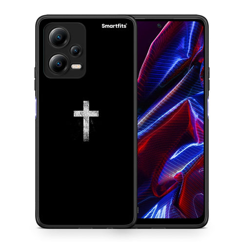 Θήκη Xiaomi Redmi Note 12 5G White Cross από τη Smartfits με σχέδιο στο πίσω μέρος και μαύρο περίβλημα | Xiaomi Redmi Note 12 5G White Cross Case with Colorful Back and Black Bezels