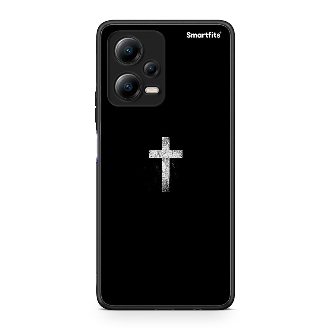 Θήκη Xiaomi Redmi Note 12 5G White Cross από τη Smartfits με σχέδιο στο πίσω μέρος και μαύρο περίβλημα | Xiaomi Redmi Note 12 5G White Cross Case with Colorful Back and Black Bezels