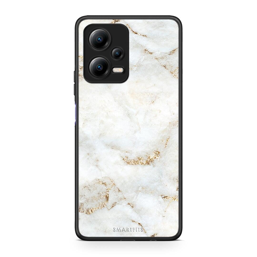 Θήκη Xiaomi Redmi Note 12 5G White Gold Marble από τη Smartfits με σχέδιο στο πίσω μέρος και μαύρο περίβλημα | Xiaomi Redmi Note 12 5G White Gold Marble Case with Colorful Back and Black Bezels