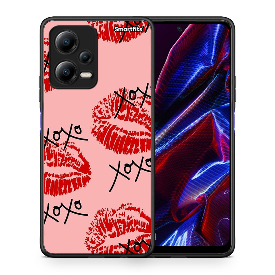 Θήκη Xiaomi Redmi Note 12 5G XOXO Lips από τη Smartfits με σχέδιο στο πίσω μέρος και μαύρο περίβλημα | Xiaomi Redmi Note 12 5G XOXO Lips Case with Colorful Back and Black Bezels