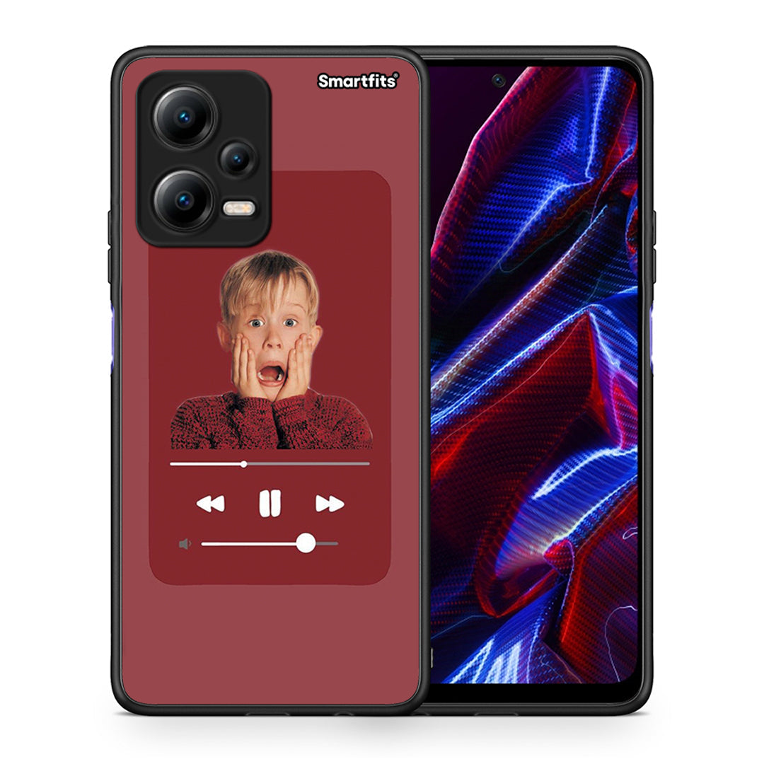Θήκη Xiaomi Redmi Note 12 5G Xmas Alone Music από τη Smartfits με σχέδιο στο πίσω μέρος και μαύρο περίβλημα | Xiaomi Redmi Note 12 5G Xmas Alone Music Case with Colorful Back and Black Bezels