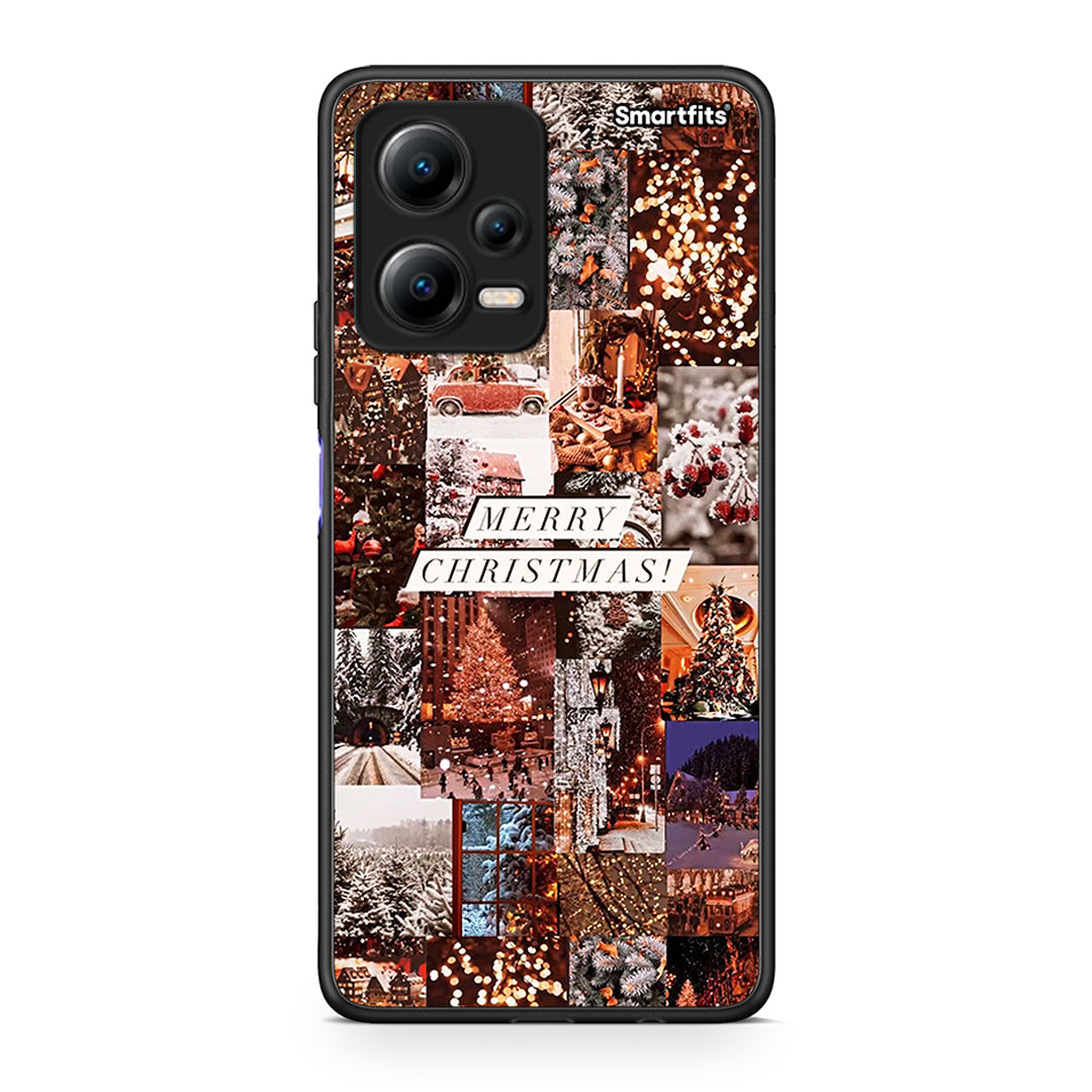 Θήκη Xiaomi Redmi Note 12 5G Xmas Collage από τη Smartfits με σχέδιο στο πίσω μέρος και μαύρο περίβλημα | Xiaomi Redmi Note 12 5G Xmas Collage Case with Colorful Back and Black Bezels