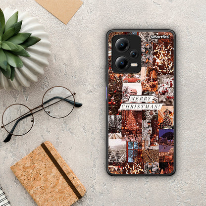 Θήκη Xiaomi Redmi Note 12 5G Xmas Collage από τη Smartfits με σχέδιο στο πίσω μέρος και μαύρο περίβλημα | Xiaomi Redmi Note 12 5G Xmas Collage Case with Colorful Back and Black Bezels