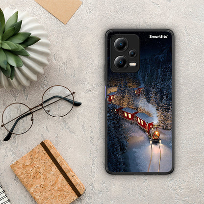 Θήκη Xiaomi Redmi Note 12 5G Xmas Train από τη Smartfits με σχέδιο στο πίσω μέρος και μαύρο περίβλημα | Xiaomi Redmi Note 12 5G Xmas Train Case with Colorful Back and Black Bezels