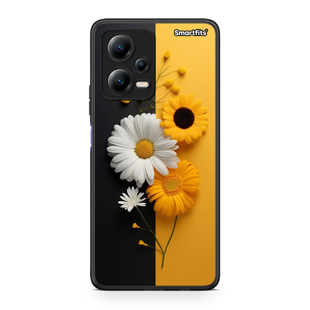 Θήκη Xiaomi Redmi Note 12 5G Yellow Daisies από τη Smartfits με σχέδιο στο πίσω μέρος και μαύρο περίβλημα | Xiaomi Redmi Note 12 5G Yellow Daisies Case with Colorful Back and Black Bezels