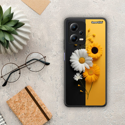 Θήκη Xiaomi Poco X5 5G Dual Yellow Daisies από τη Smartfits με σχέδιο στο πίσω μέρος και μαύρο περίβλημα | Xiaomi Poco X5 5G Dual Yellow Daisies Case with Colorful Back and Black Bezels