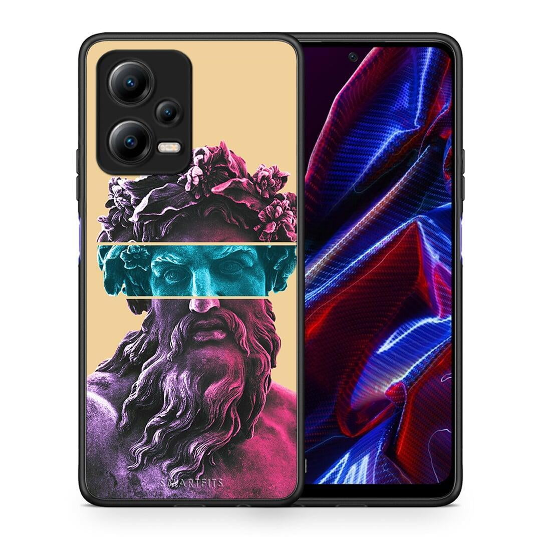 Θήκη Xiaomi Redmi Note 12 5G Zeus Art από τη Smartfits με σχέδιο στο πίσω μέρος και μαύρο περίβλημα | Xiaomi Redmi Note 12 5G Zeus Art Case with Colorful Back and Black Bezels
