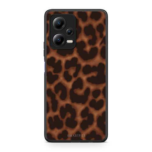 Θήκη Xiaomi Redmi Note 12 5G Leopard Print Dark Brown από τη Smartfits με σχέδιο στο πίσω μέρος και μαύρο περίβλημα | Xiaomi Redmi Note 12 5G Leopard Print Dark Brown case with colorful back and black bezels