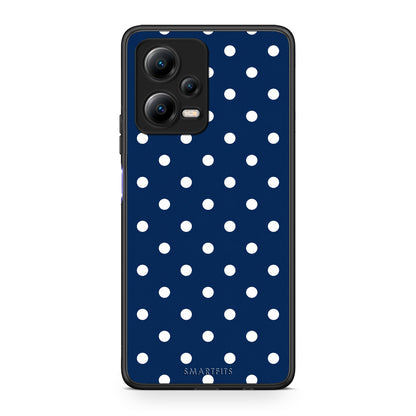 Θήκη Xiaomi Redmi Note 12 5G White Small Polka Dots on Navy από τη Smartfits με σχέδιο στο πίσω μέρος και μαύρο περίβλημα | Xiaomi Redmi Note 12 5G White Small Polka Dots on Navy case with colorful back and black bezels