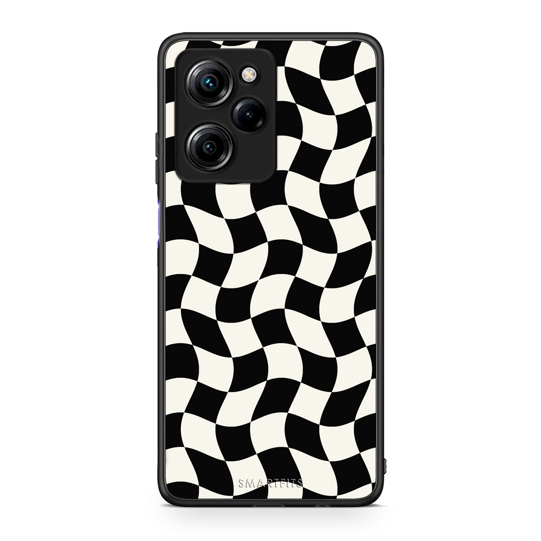 Θήκη Xiaomi Poco X5 Pro 5G Dual Black and Cream Wavy Checkerboard από τη Smartfits με σχέδιο στο πίσω μέρος και μαύρο περίβλημα | Xiaomi Poco X5 Pro 5G Dual Black and Cream Wavy Checkerboard case with colorful back and black bezels