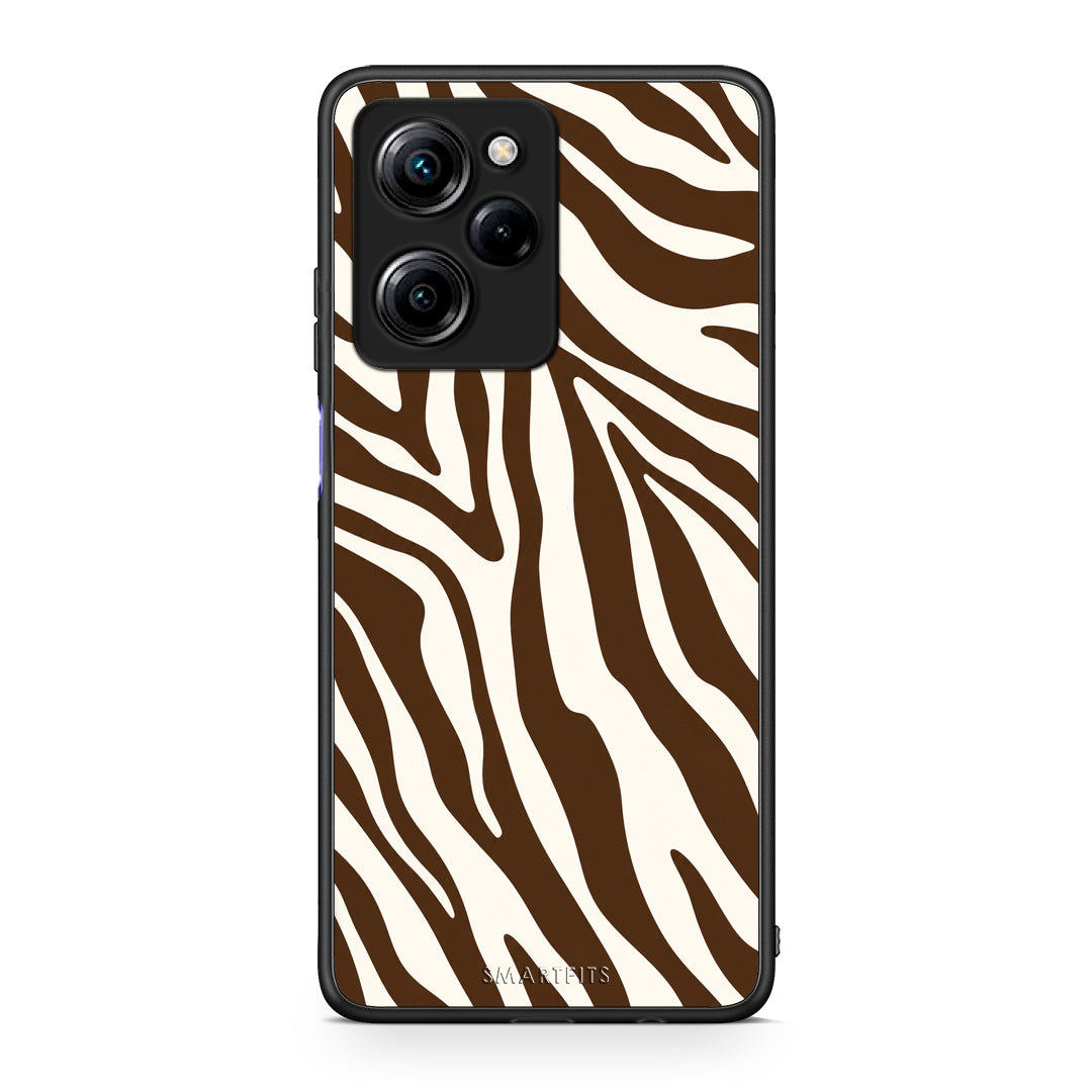 Θήκη Xiaomi Poco X5 Pro 5G Dual Brown and Cream Zebra Stripes από τη Smartfits με σχέδιο στο πίσω μέρος και μαύρο περίβλημα | Xiaomi Poco X5 Pro 5G Dual Brown and Cream Zebra Stripes case with colorful back and black bezels