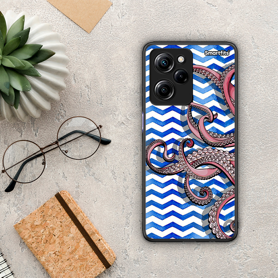 Θήκη Xiaomi Poco X5 Pro 5G Dual Chevron Devilfish από τη Smartfits με σχέδιο στο πίσω μέρος και μαύρο περίβλημα | Xiaomi Poco X5 Pro 5G Dual Chevron Devilfish Case with Colorful Back and Black Bezels