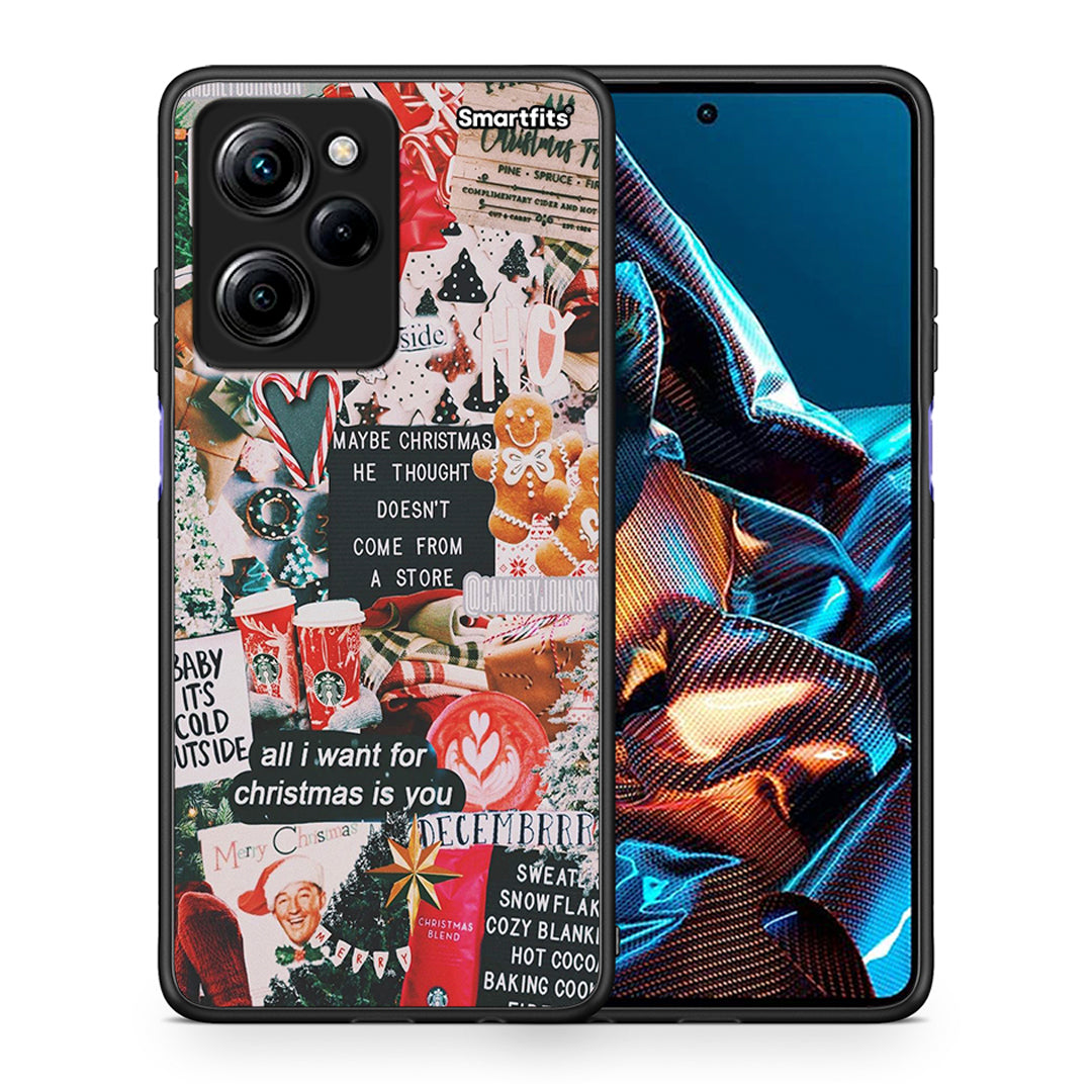 Θήκη Xiaomi Poco X5 Pro 5G Dual Christmas Happiness από τη Smartfits με σχέδιο στο πίσω μέρος και μαύρο περίβλημα | Xiaomi Poco X5 Pro 5G Dual Christmas Happiness Case with Colorful Back and Black Bezels