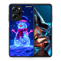 Thumbnail for Θήκη Xiaomi Poco X5 Pro 5G Dual Christmas Neon Snowman από τη Smartfits με σχέδιο στο πίσω μέρος και μαύρο περίβλημα | Xiaomi Poco X5 Pro 5G Dual Christmas Neon Snowman Case with Colorful Back and Black Bezels