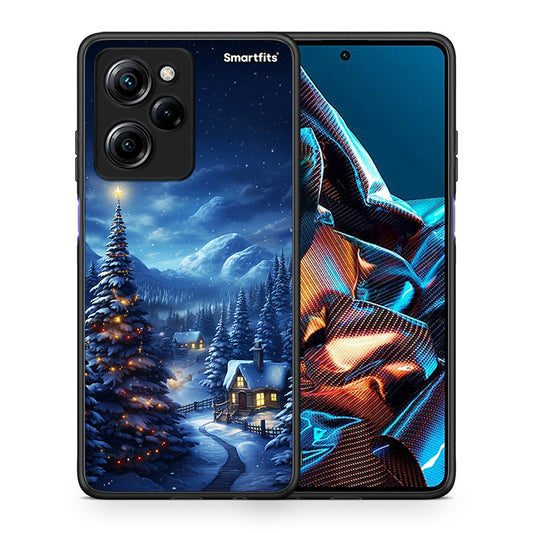 Θήκη Xiaomi Poco X5 Pro 5G Dual Christmas Scenery από τη Smartfits με σχέδιο στο πίσω μέρος και μαύρο περίβλημα | Xiaomi Poco X5 Pro 5G Dual Christmas Scenery Case with Colorful Back and Black Bezels