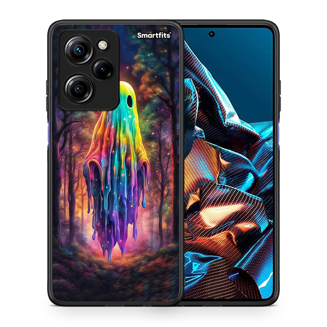 Θήκη Xiaomi Poco X5 Pro 5G Dual Halloween Ghost από τη Smartfits με σχέδιο στο πίσω μέρος και μαύρο περίβλημα | Xiaomi Poco X5 Pro 5G Dual Halloween Ghost Case with Colorful Back and Black Bezels