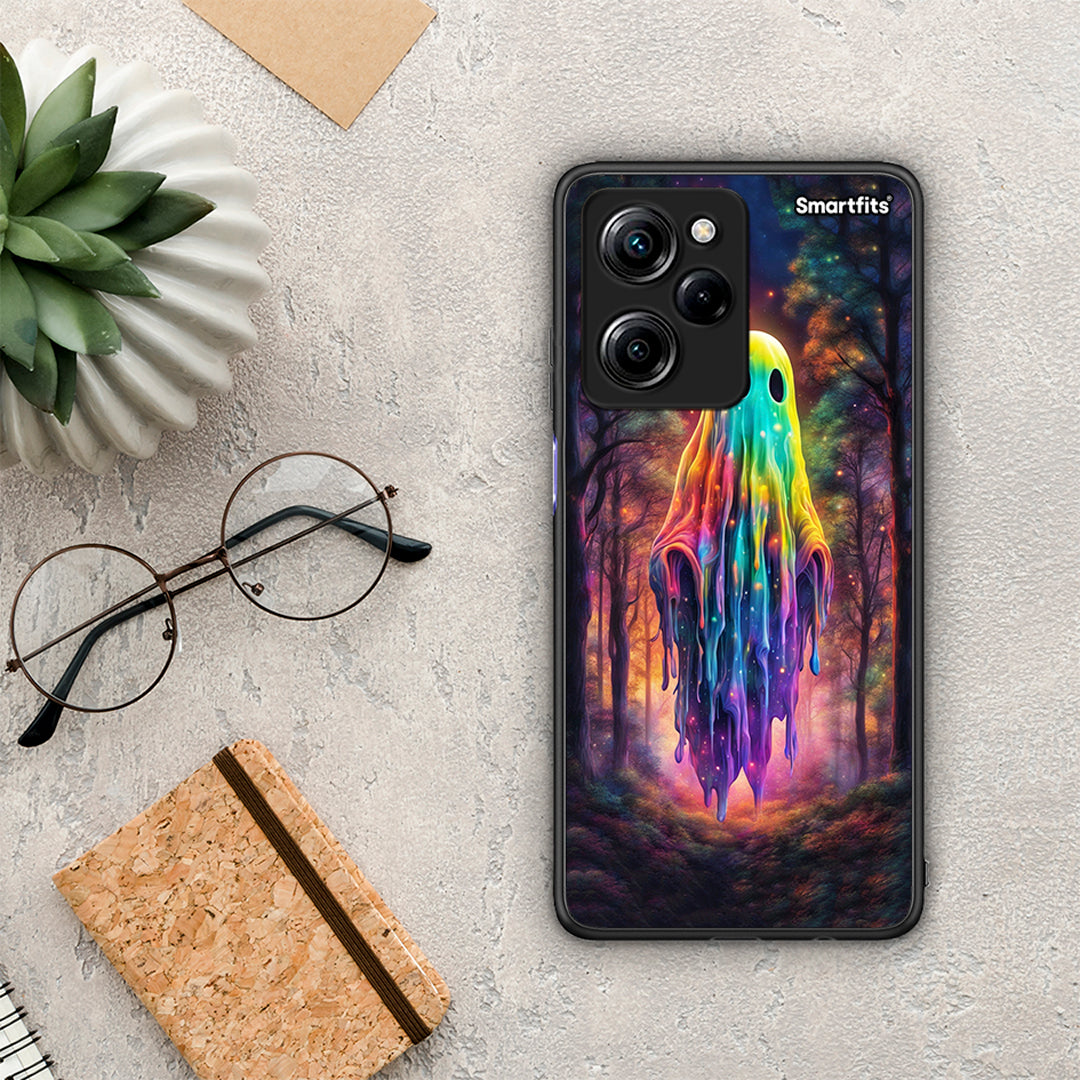 Θήκη Xiaomi Poco X5 Pro 5G Dual Halloween Ghost από τη Smartfits με σχέδιο στο πίσω μέρος και μαύρο περίβλημα | Xiaomi Poco X5 Pro 5G Dual Halloween Ghost Case with Colorful Back and Black Bezels