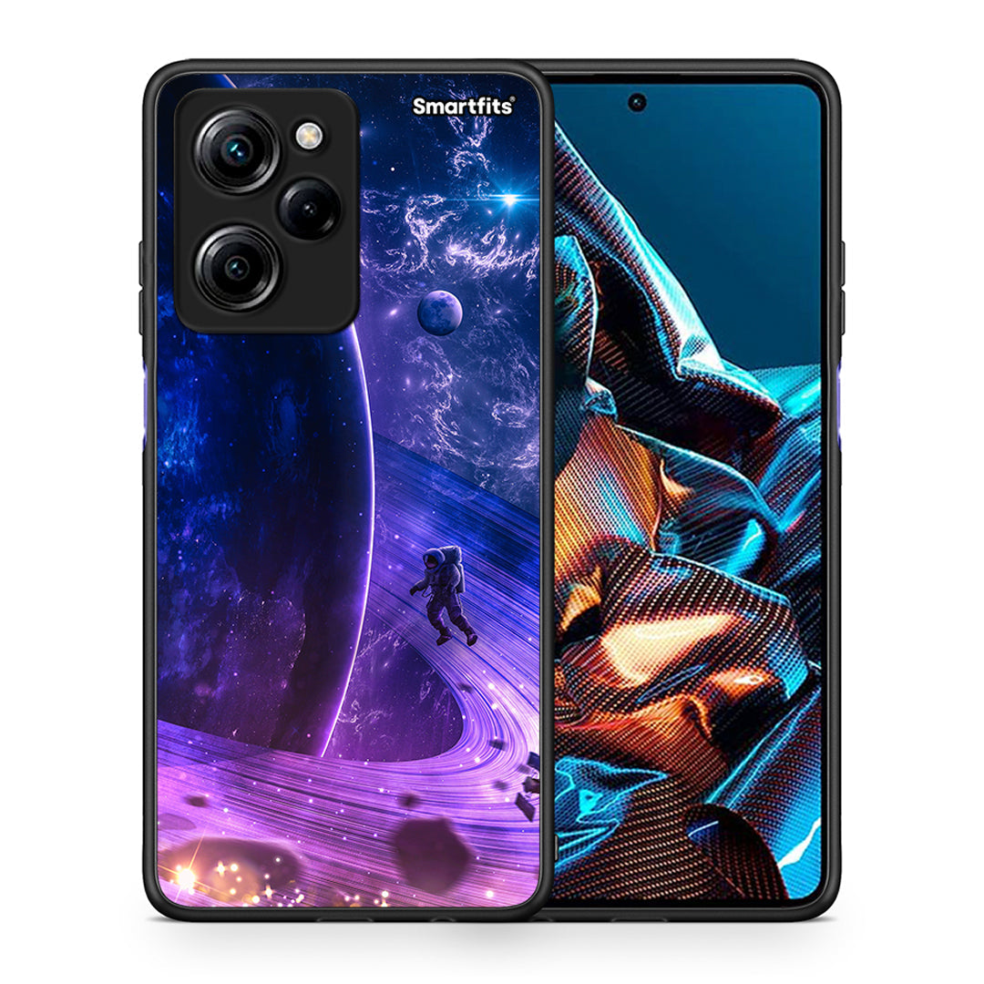 Θήκη Xiaomi Poco X5 Pro 5G Dual Lost Astronaut από τη Smartfits με σχέδιο στο πίσω μέρος και μαύρο περίβλημα | Xiaomi Poco X5 Pro 5G Dual Lost Astronaut Case with Colorful Back and Black Bezels