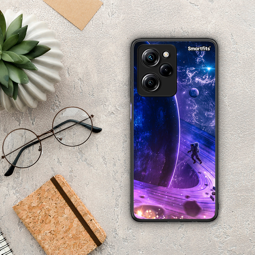 Θήκη Xiaomi Poco X5 Pro 5G Dual Lost Astronaut από τη Smartfits με σχέδιο στο πίσω μέρος και μαύρο περίβλημα | Xiaomi Poco X5 Pro 5G Dual Lost Astronaut Case with Colorful Back and Black Bezels