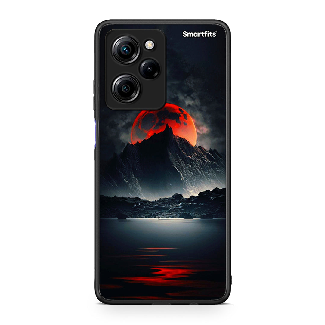 Θήκη Xiaomi Poco X5 Pro 5G Dual Red Full Moon από τη Smartfits με σχέδιο στο πίσω μέρος και μαύρο περίβλημα | Xiaomi Poco X5 Pro 5G Dual Red Full Moon Case with Colorful Back and Black Bezels