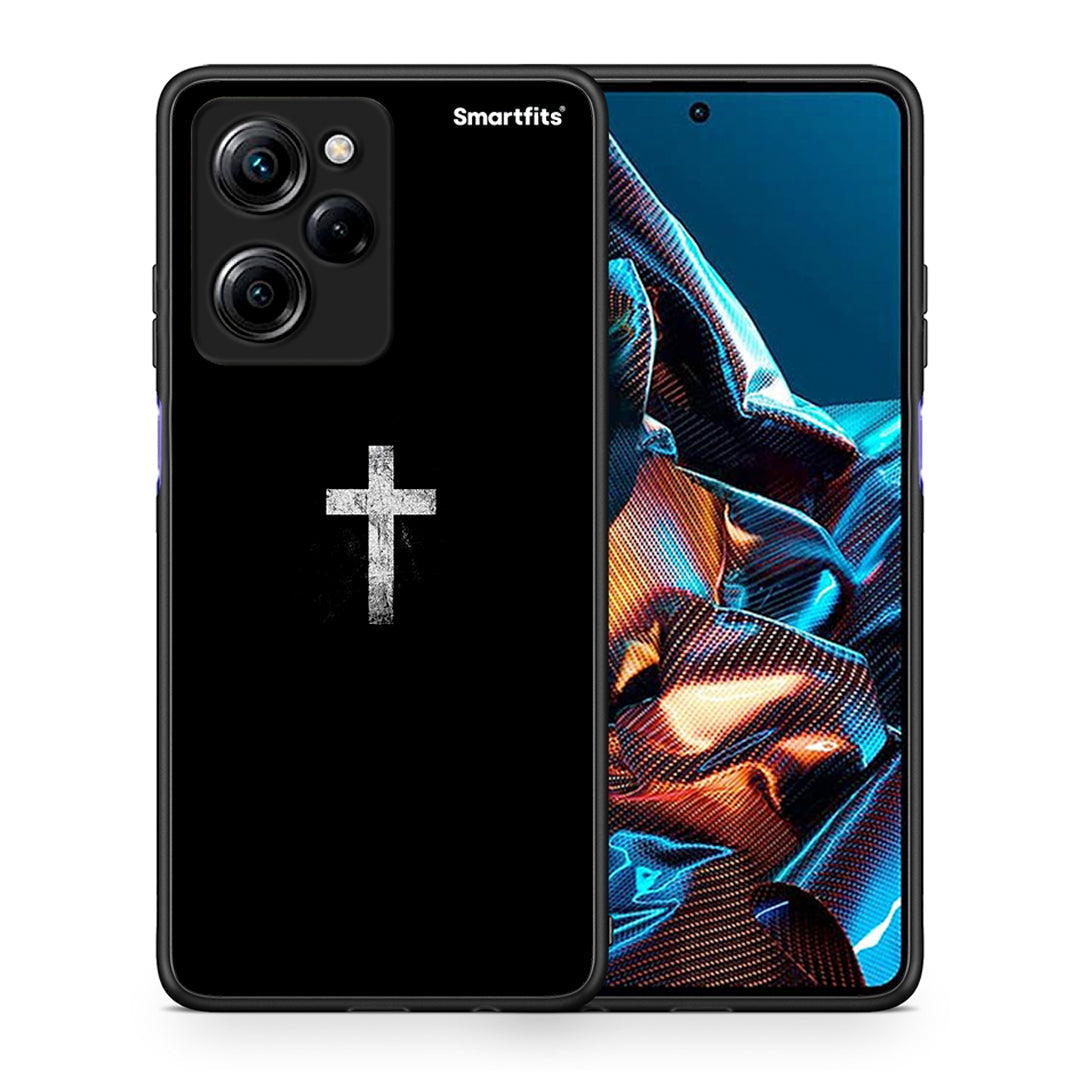 Θήκη Xiaomi Poco X5 Pro 5G Dual White Cross από τη Smartfits με σχέδιο στο πίσω μέρος και μαύρο περίβλημα | Xiaomi Poco X5 Pro 5G Dual White Cross Case with Colorful Back and Black Bezels