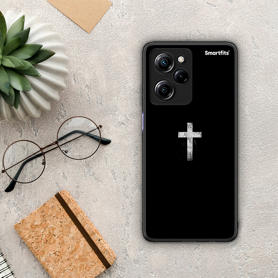 Θήκη Xiaomi Poco X5 Pro 5G Dual White Cross από τη Smartfits με σχέδιο στο πίσω μέρος και μαύρο περίβλημα | Xiaomi Poco X5 Pro 5G Dual White Cross Case with Colorful Back and Black Bezels