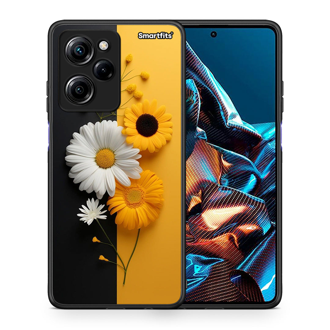 Θήκη Xiaomi Poco X5 Pro 5G Dual Yellow Daisies από τη Smartfits με σχέδιο στο πίσω μέρος και μαύρο περίβλημα | Xiaomi Poco X5 Pro 5G Dual Yellow Daisies Case with Colorful Back and Black Bezels