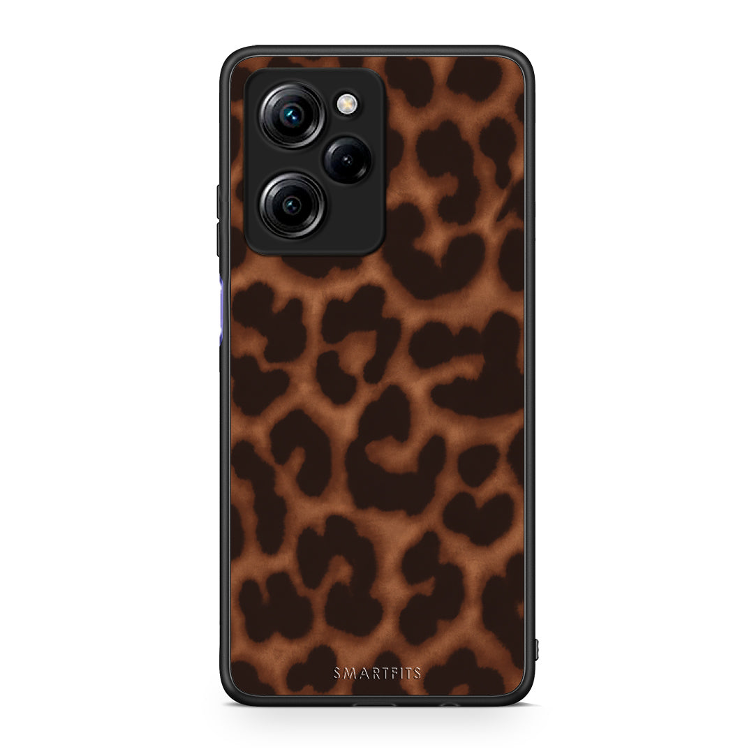 Θήκη Xiaomi Poco X5 Pro 5G Dual Leopard Print Dark Brown από τη Smartfits με σχέδιο στο πίσω μέρος και μαύρο περίβλημα | Xiaomi Poco X5 Pro 5G Dual Leopard Print Dark Brown case with colorful back and black bezels