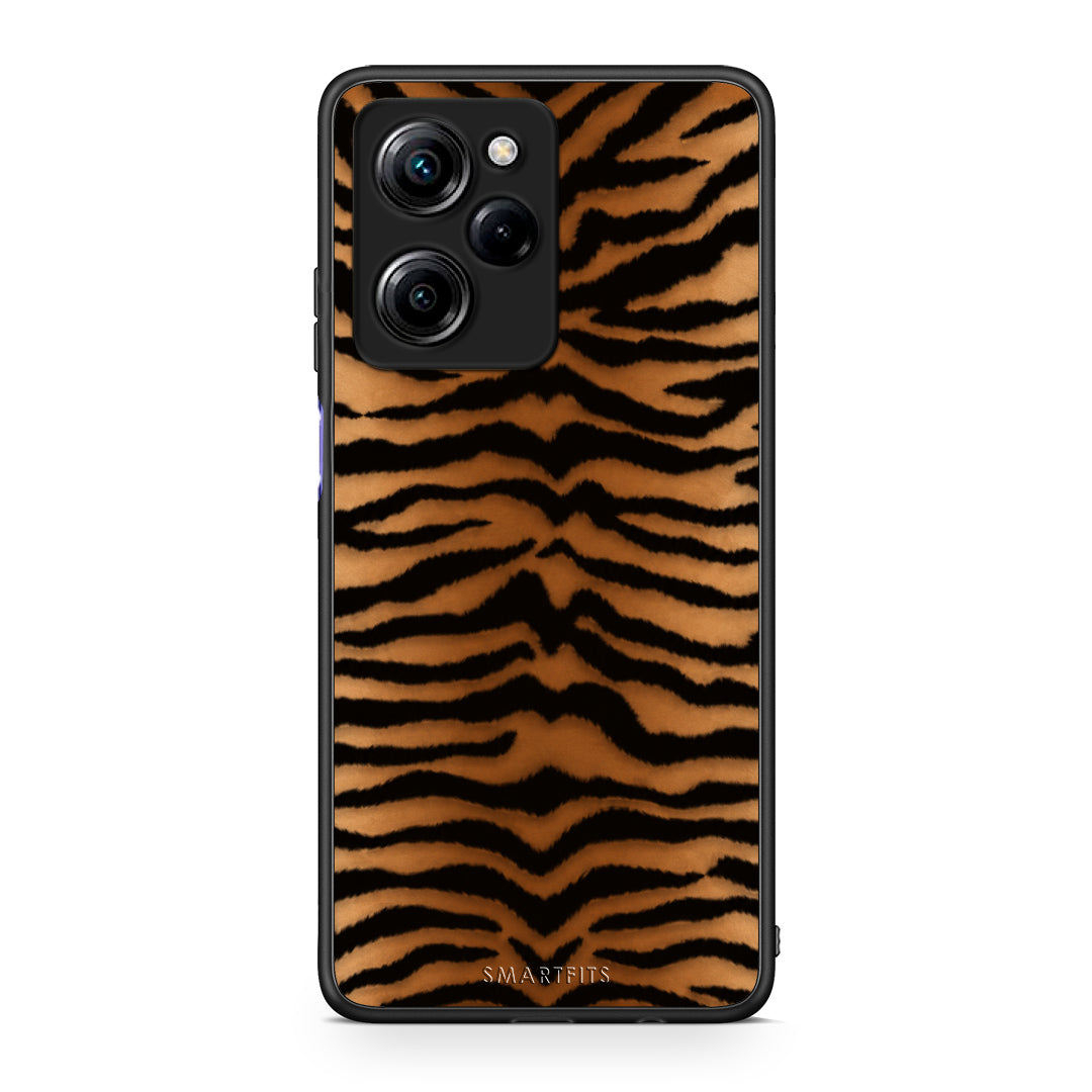 Θήκη Xiaomi Poco X5 Pro 5G Dual Tiger Print Orange and Black από τη Smartfits με σχέδιο στο πίσω μέρος και μαύρο περίβλημα | Xiaomi Poco X5 Pro 5G Dual Tiger Print Orange and Black case with colorful back and black bezels