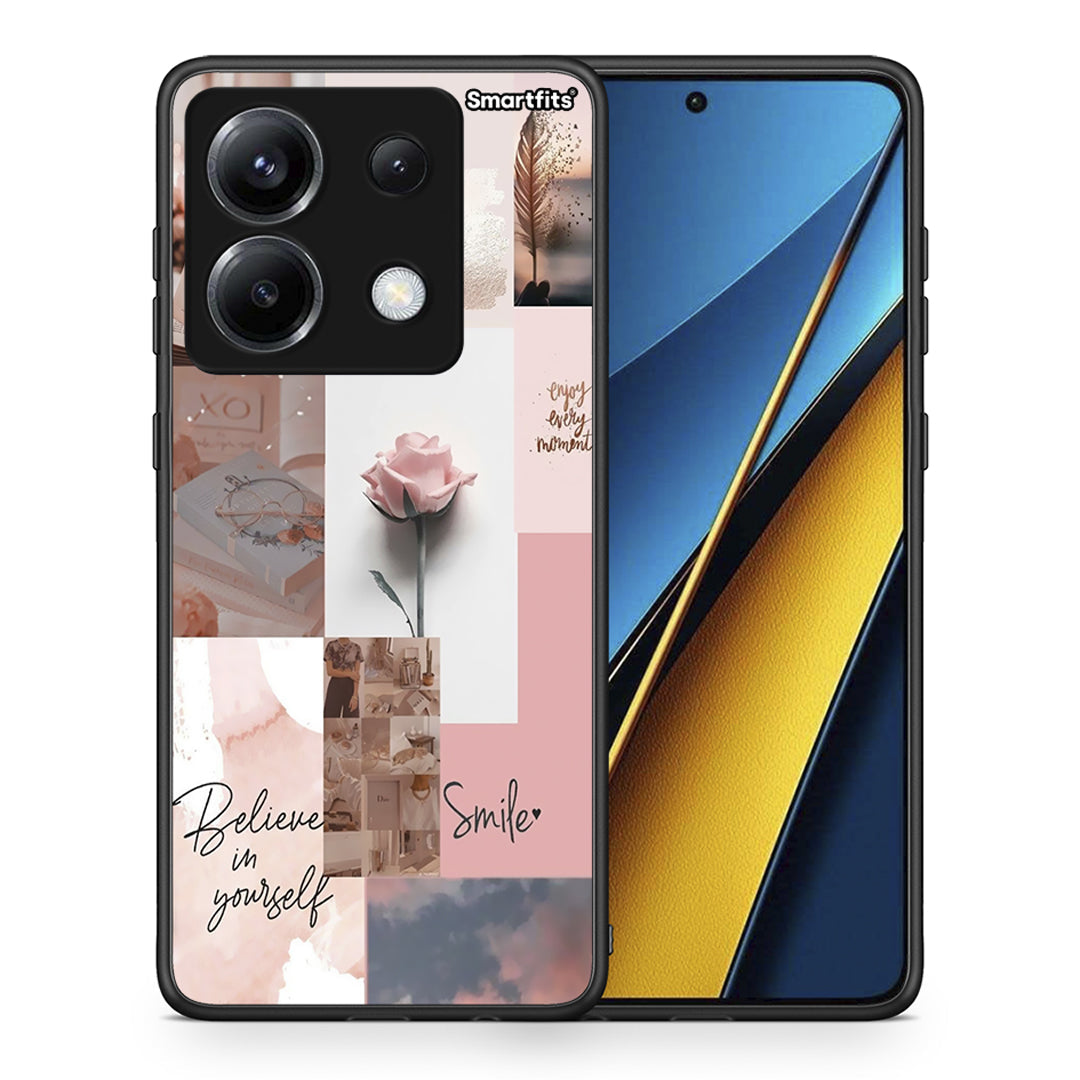 Θήκη Xiaomi Poco X6 Aesthetic Collage από τη Smartfits με σχέδιο στο πίσω μέρος και μαύρο περίβλημα | Xiaomi Poco X6 Aesthetic Collage case with colorful back and black bezels