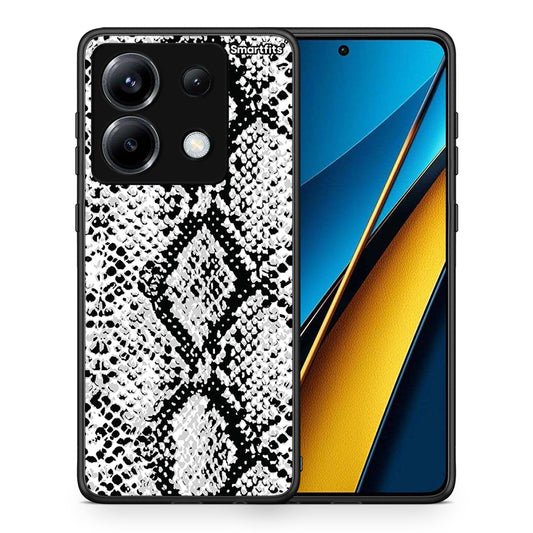 Θήκη Xiaomi Poco X6 White Snake Animal από τη Smartfits με σχέδιο στο πίσω μέρος και μαύρο περίβλημα | Xiaomi Poco X6 White Snake Animal case with colorful back and black bezels