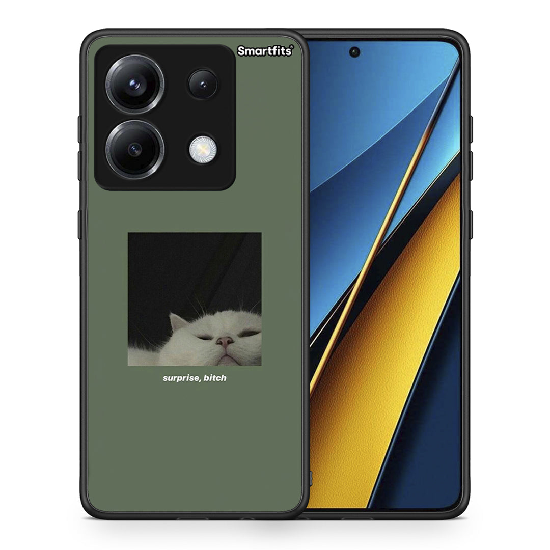 Θήκη Xiaomi Poco X6 Bitch Surprise από τη Smartfits με σχέδιο στο πίσω μέρος και μαύρο περίβλημα | Xiaomi Poco X6 Bitch Surprise case with colorful back and black bezels