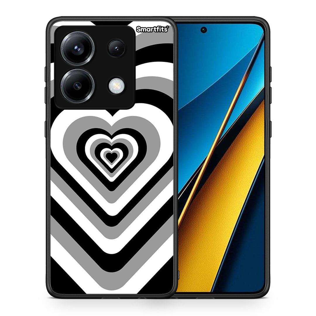 Θήκη Xiaomi Poco X6 Black Hearts από τη Smartfits με σχέδιο στο πίσω μέρος και μαύρο περίβλημα | Xiaomi Poco X6 Black Hearts case with colorful back and black bezels