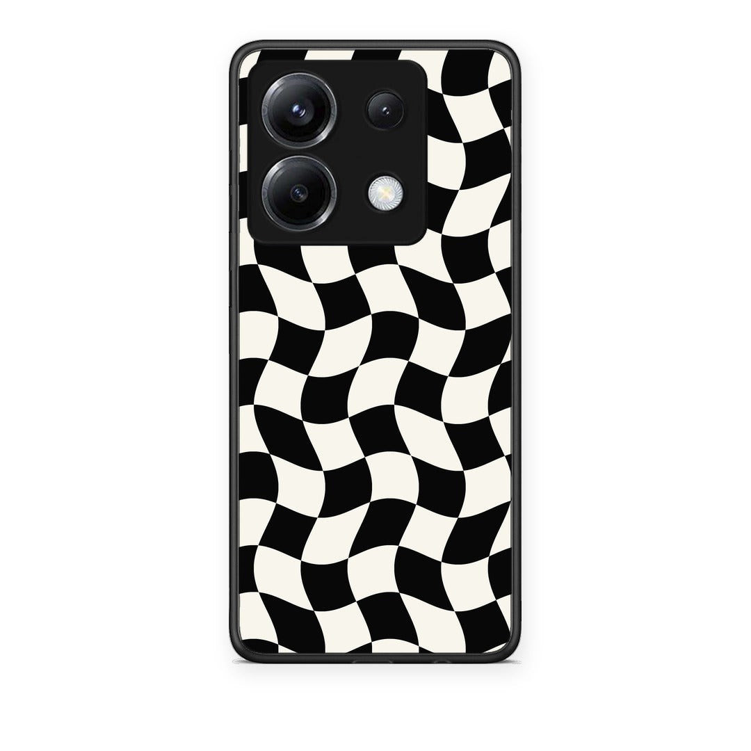 Θήκη Xiaomi Poco X6 Black and Cream Wavy Checkerboard από τη Smartfits με σχέδιο στο πίσω μέρος και μαύρο περίβλημα | Xiaomi Poco X6 Black and Cream Wavy Checkerboard case with colorful back and black bezels