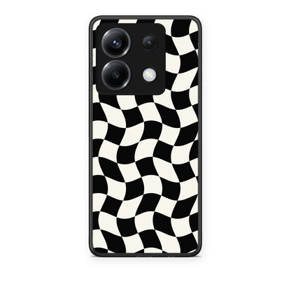 Θήκη Xiaomi Poco X6 Black and Cream Wavy Checkerboard από τη Smartfits με σχέδιο στο πίσω μέρος και μαύρο περίβλημα | Xiaomi Poco X6 Black and Cream Wavy Checkerboard case with colorful back and black bezels