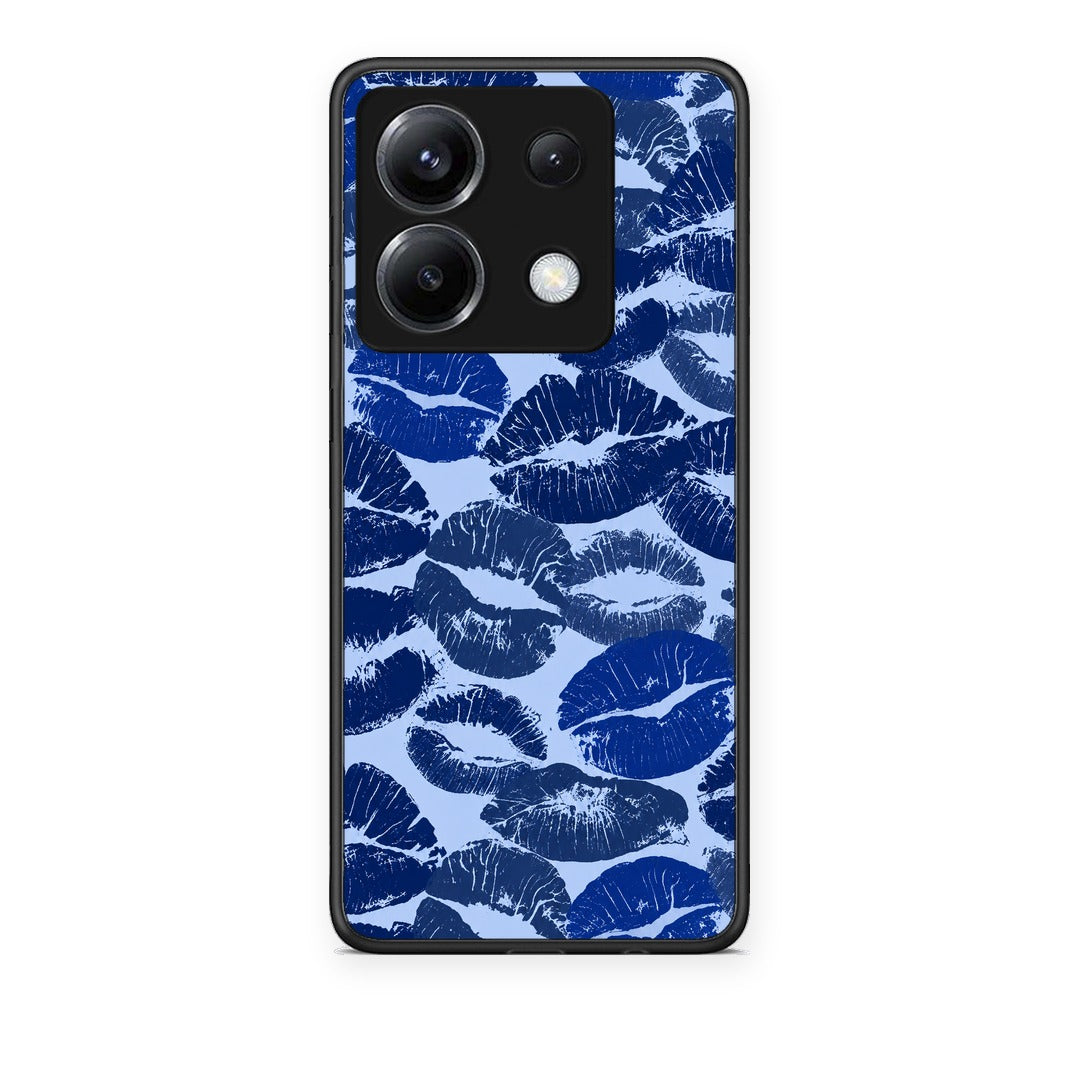 Θήκη Xiaomi Poco X6 Blue Lipstick Kisses από τη Smartfits με σχέδιο στο πίσω μέρος και μαύρο περίβλημα | Xiaomi Poco X6 Blue Lipstick Kisses case with colorful back and black bezels