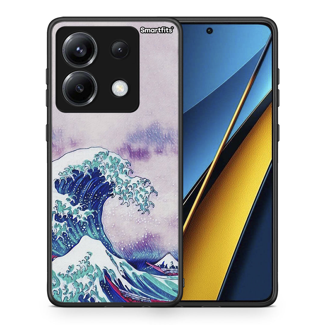 Θήκη Xiaomi Poco X6 Blue Waves από τη Smartfits με σχέδιο στο πίσω μέρος και μαύρο περίβλημα | Xiaomi Poco X6 Blue Waves case with colorful back and black bezels