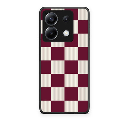 Θήκη Xiaomi Poco X6 Burgundy and Cream Striped Checks από τη Smartfits με σχέδιο στο πίσω μέρος και μαύρο περίβλημα | Xiaomi Poco X6 Burgundy and Cream Striped Checks case with colorful back and black bezels