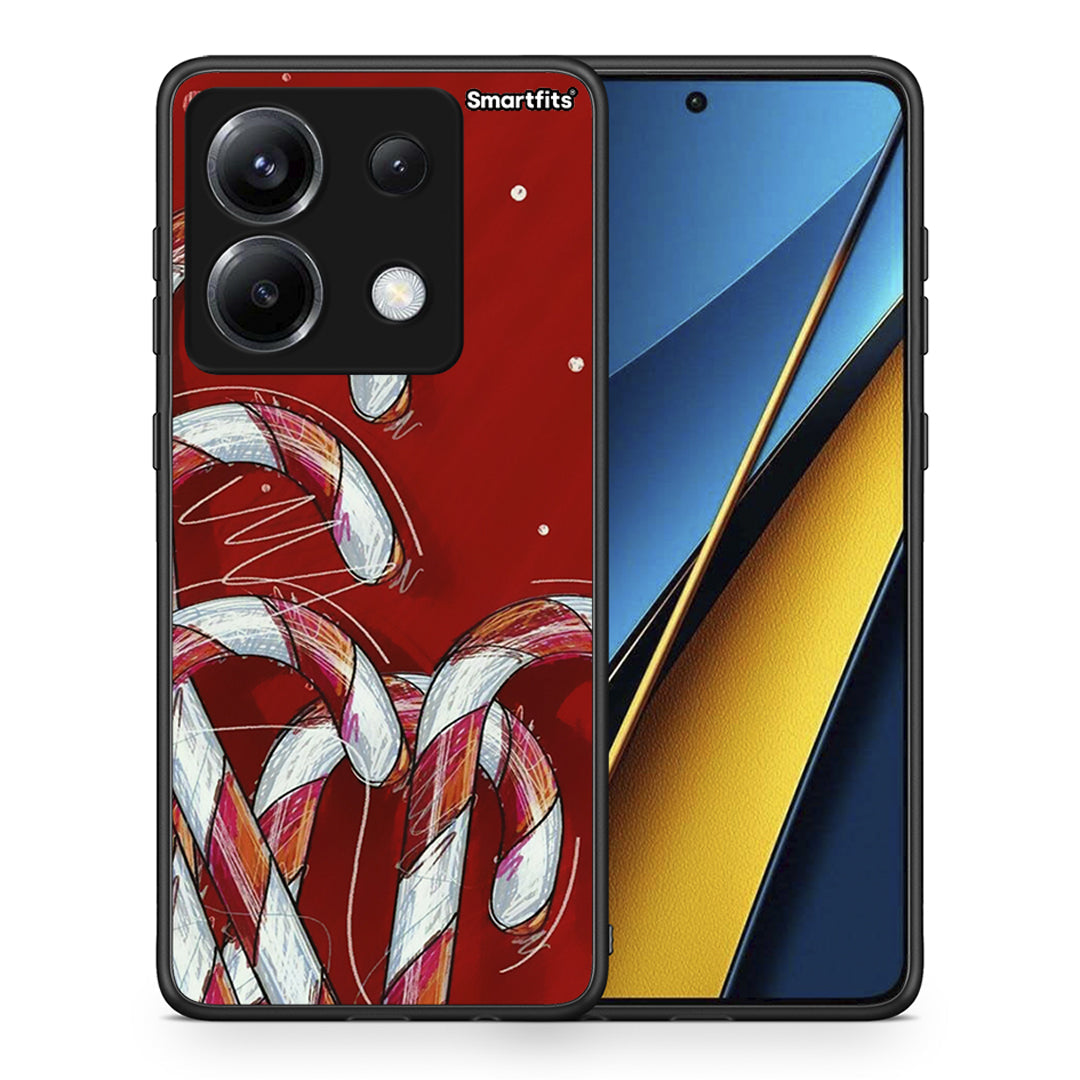 Θήκη Xiaomi Poco X6 Candy Cane από τη Smartfits με σχέδιο στο πίσω μέρος και μαύρο περίβλημα | Xiaomi Poco X6 Candy Cane case with colorful back and black bezels