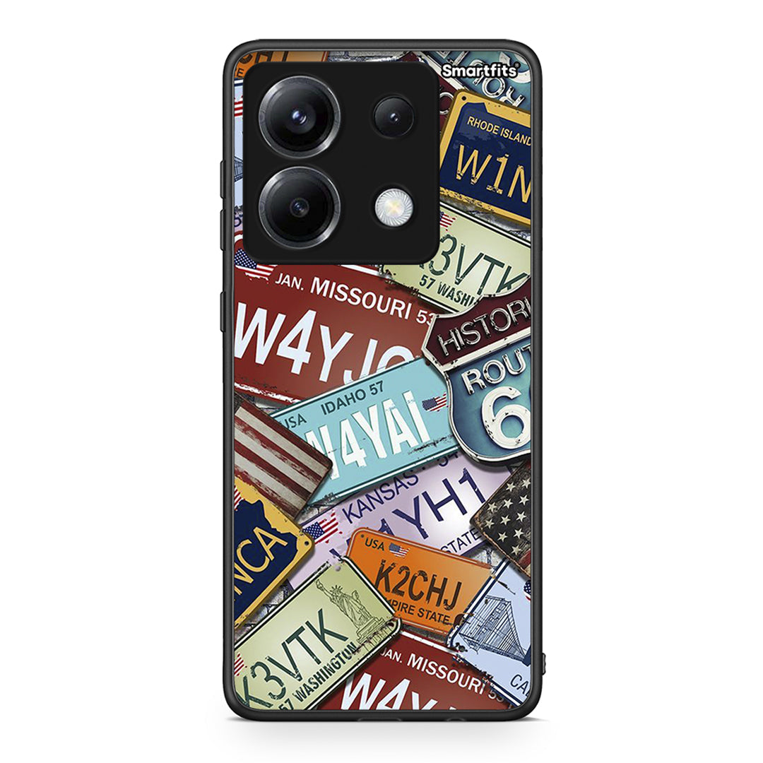 Xiaomi Poco X6 Car Plates θήκη από τη Smartfits με σχέδιο στο πίσω μέρος και μαύρο περίβλημα | Smartphone case with colorful back and black bezels by Smartfits