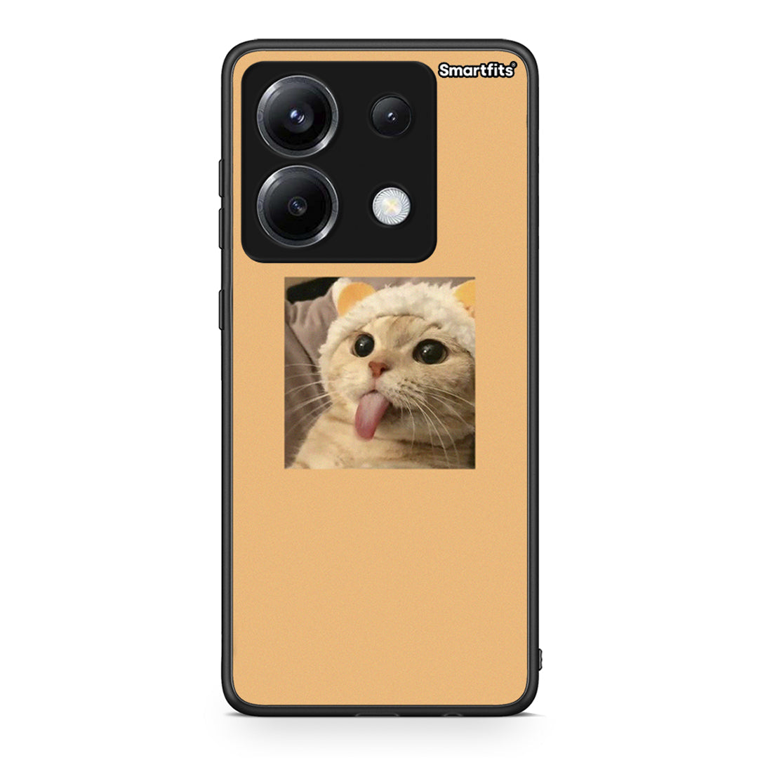 Xiaomi Poco X6 Cat Tongue θήκη από τη Smartfits με σχέδιο στο πίσω μέρος και μαύρο περίβλημα | Smartphone case with colorful back and black bezels by Smartfits