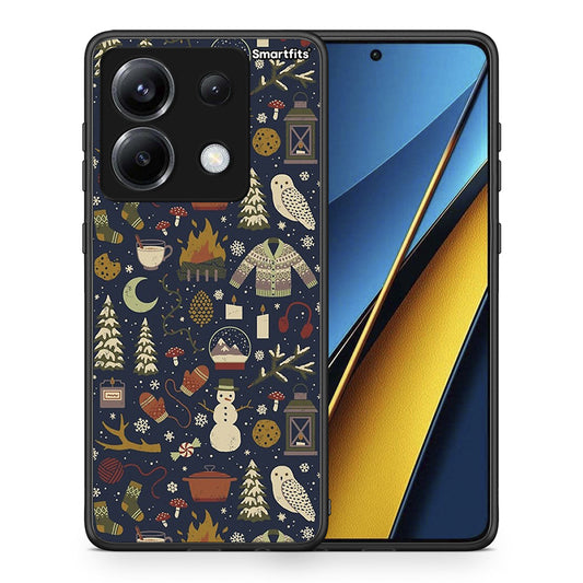 Θήκη Xiaomi Poco X6 Christmas Elements από τη Smartfits με σχέδιο στο πίσω μέρος και μαύρο περίβλημα | Xiaomi Poco X6 Christmas Elements case with colorful back and black bezels