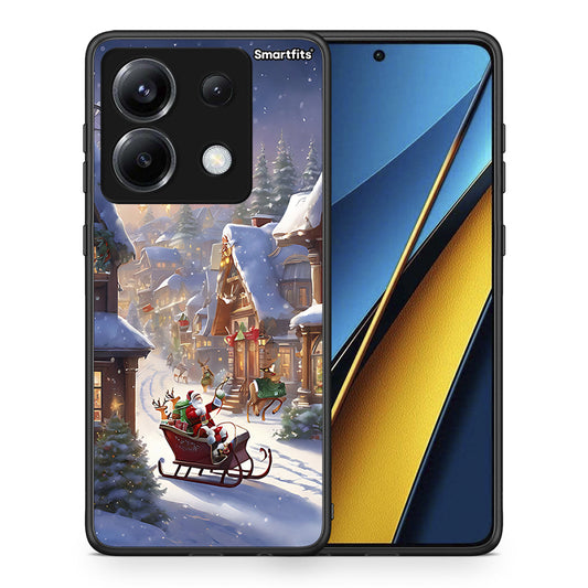 Θήκη Xiaomi Poco X6 Christmas Snow από τη Smartfits με σχέδιο στο πίσω μέρος και μαύρο περίβλημα | Xiaomi Poco X6 Christmas Snow case with colorful back and black bezels