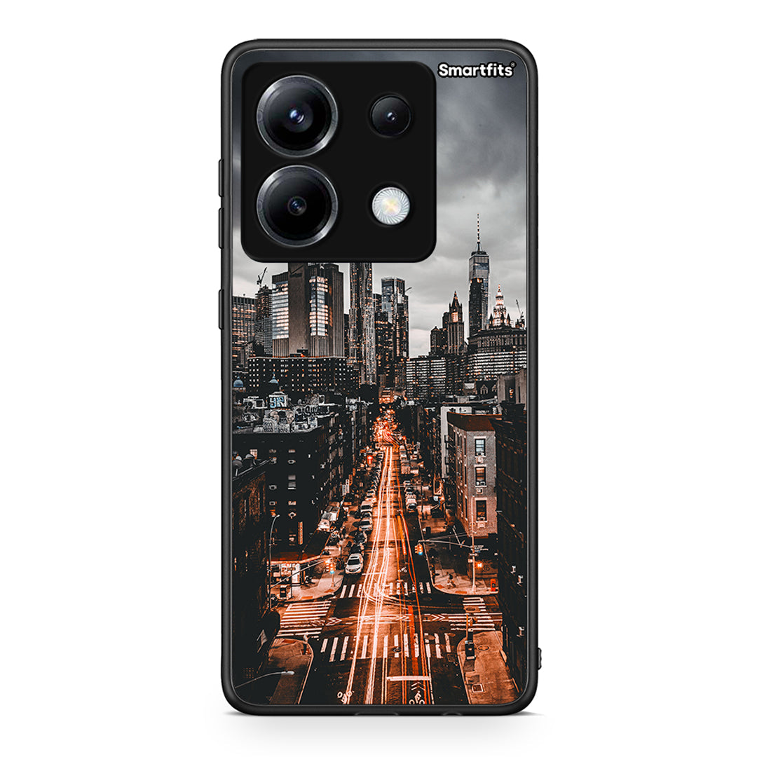Xiaomi Poco X6 City Lights θήκη από τη Smartfits με σχέδιο στο πίσω μέρος και μαύρο περίβλημα | Smartphone case with colorful back and black bezels by Smartfits