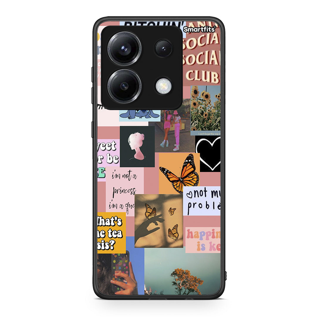 Xiaomi Poco X6 Collage Bitchin Θήκη Αγίου Βαλεντίνου από τη Smartfits με σχέδιο στο πίσω μέρος και μαύρο περίβλημα | Smartphone case with colorful back and black bezels by Smartfits