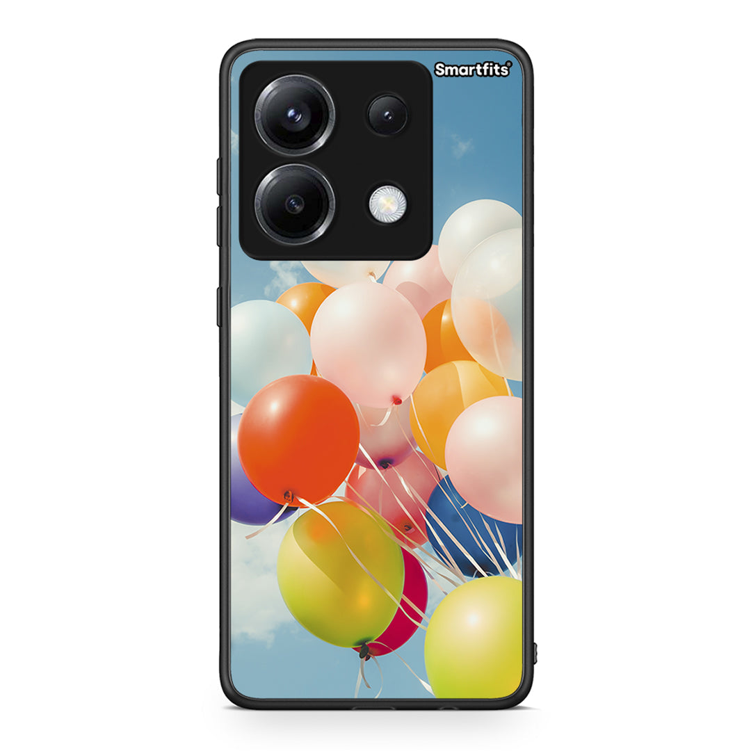 Xiaomi Poco X6 Colorful Balloons θήκη από τη Smartfits με σχέδιο στο πίσω μέρος και μαύρο περίβλημα | Smartphone case with colorful back and black bezels by Smartfits