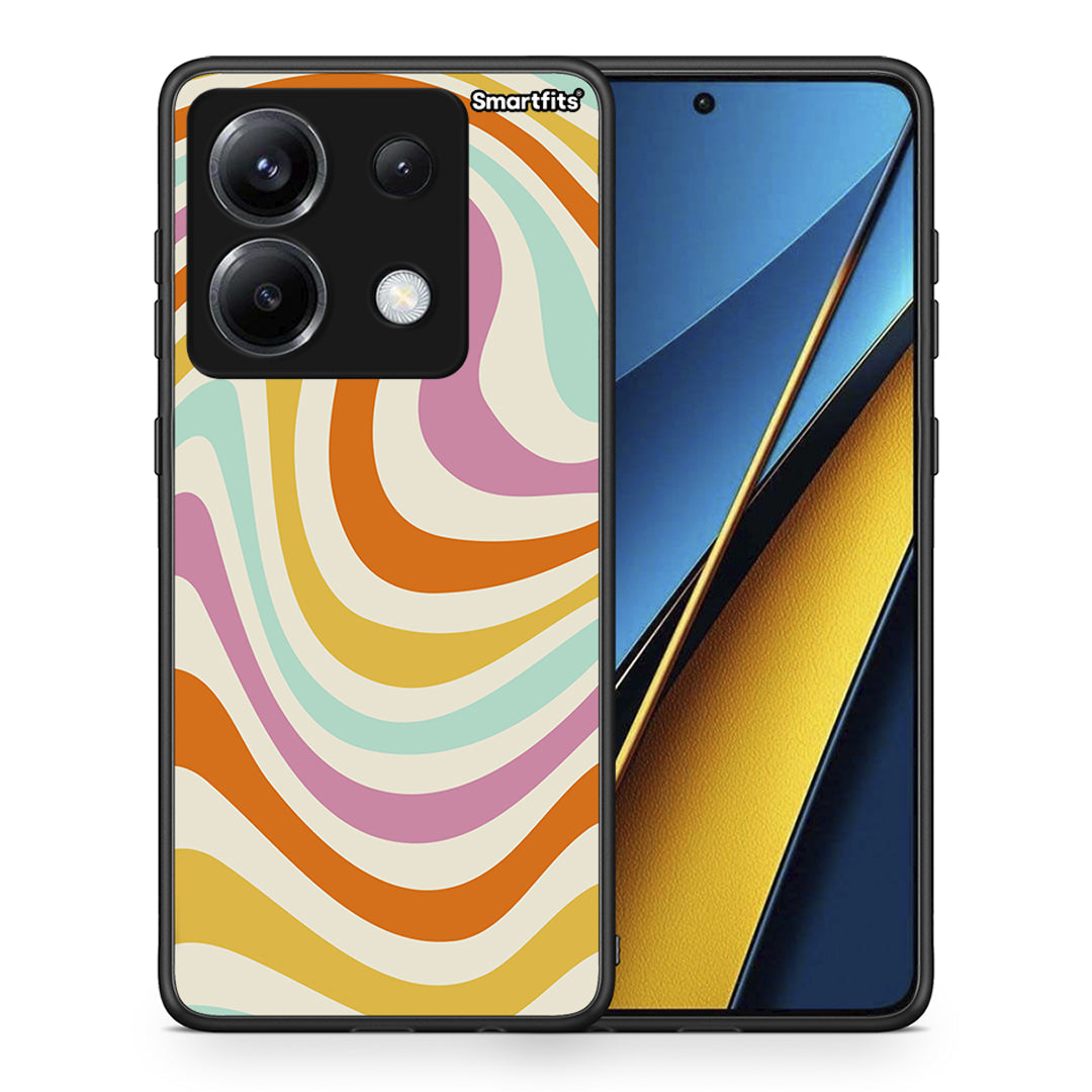 Θήκη Xiaomi Poco X6 Colourful Waves από τη Smartfits με σχέδιο στο πίσω μέρος και μαύρο περίβλημα | Xiaomi Poco X6 Colourful Waves case with colorful back and black bezels