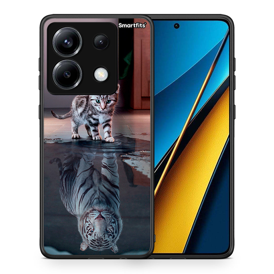 Θήκη Xiaomi Poco X6 Tiger Cute από τη Smartfits με σχέδιο στο πίσω μέρος και μαύρο περίβλημα | Xiaomi Poco X6 Tiger Cute case with colorful back and black bezels